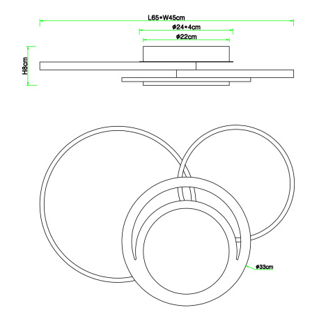 Stropné svietidlo, kov grafit, tmavohnedé drevo, akryl opál, DxŠxV:650x450x80, vrátane 1xLED 40W 230 10