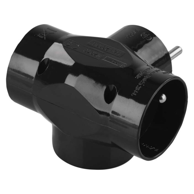 Rozbočovacia zásuvka 3× guľatá, čierny 7