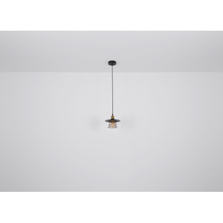 Nástenné svietidlo, kov čierny, mosadz, kovové pletivo, svieti smerom dole, ŠxV:220x280mm, H: 280mm, 6