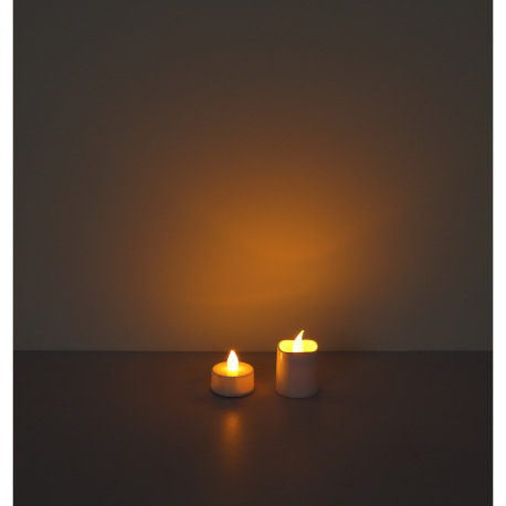 Dekoratívne svietidlo, plast biely/satinovaný, vypínač, efekt ohňa, vrátane bat. 1xCR2032 210mAh, sa 14