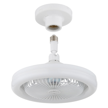 Stropný ventilátor, plast biely matný/priehľadný, stmievateľný, viacero rýchlostí pomocou nástenného 4