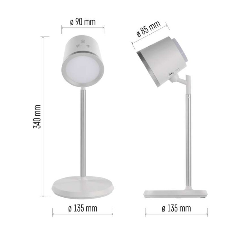 LED stolná lampa ABBIE, dobíjacia, biela 2