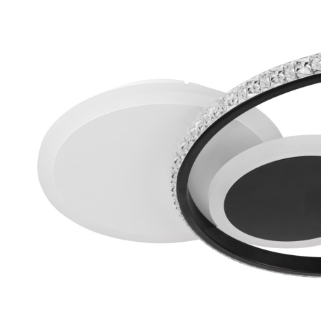 Stropné svietidlo, matný biely kov, matný čierny kov, akryl biely, číre plastové krištále, DxŠxV: 45 5