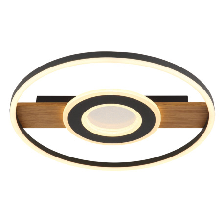 Stropné svietidlo, kov vzhľad dreva, kov čierny, hliník čierny matný, akryl biely, akrylové krištále 3