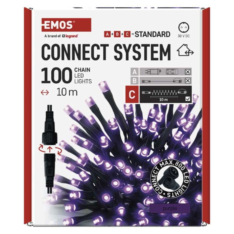 Standard LED spojovacia vianočná reťaz, 10 m, vonkajšia aj vnútorná, fialová 11