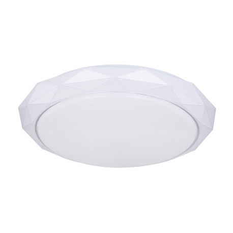 Stropné svietidlo, kov biely, akryl satinovaný, trblietavý efekt, nočné svetlo, stmievateľné, diaľk. 18