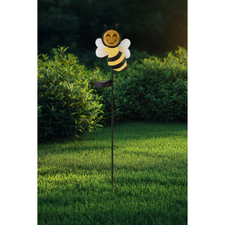 Solárne svietidlo, kov biely/žltý/čierny matný, plast čierny matný, vypínač, batéria súčasťou baleni 1