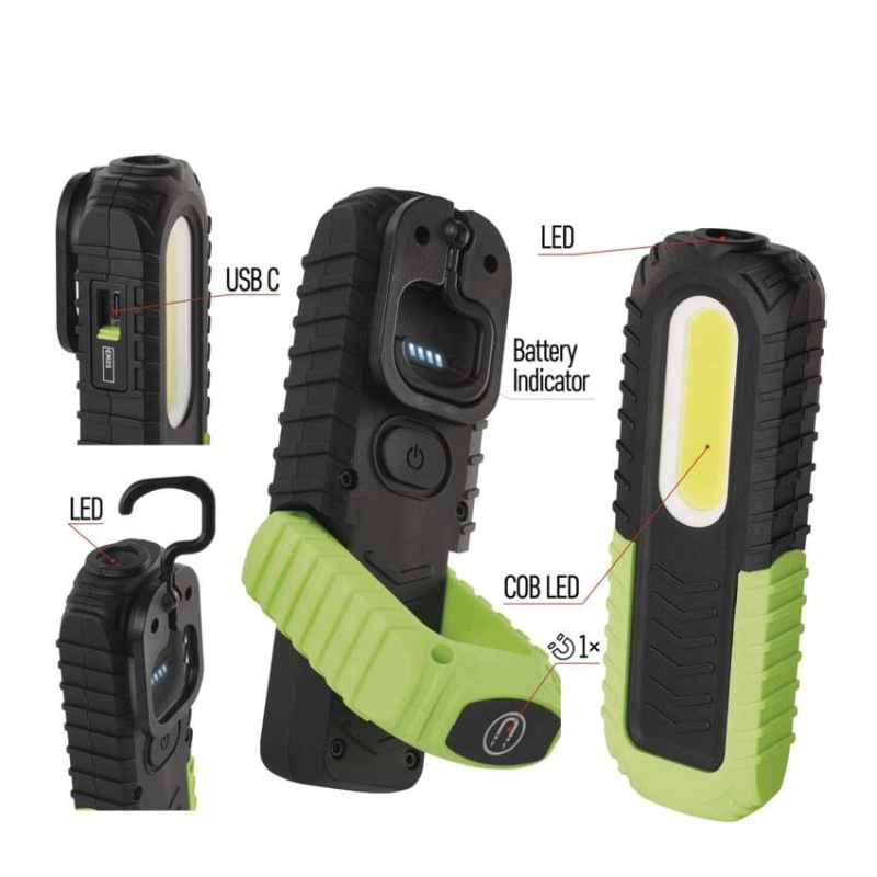 COB LED + LED nabíj. prac. svietidlo P4531, 400 lm, 2000 mAh 4