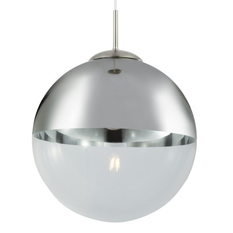 Závesné svietidlo, kov nikel matný, sklo priehľadné chróm, Ø300, V:1200, bez žiarovky 1xE27, max. 40 4