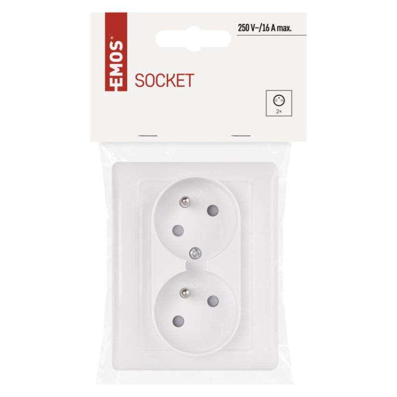 Zásuvka dvojnásobná, biela 3