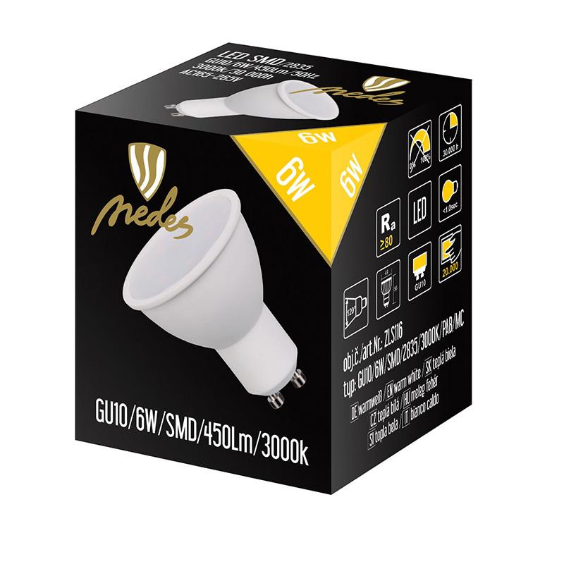 LED žiarovka 6W - GU10 / SMD / 3000K - ZLS116 1
