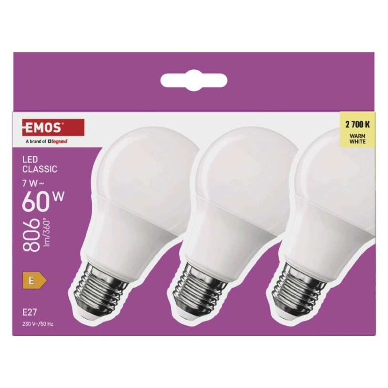 LED žiarovka Classic A60 / E27 / 7 W (60 W) / 806 lm / Teplá biela 4
