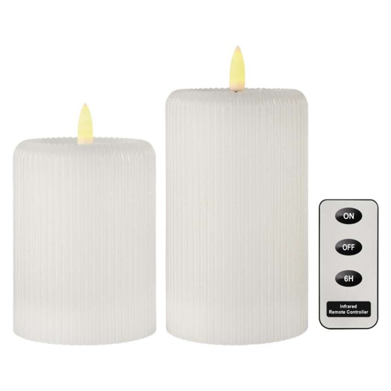 LED dekorácia – 2x vosková sviečka s realistickým plameňom, 4x AA, teplá biela, časovač 1