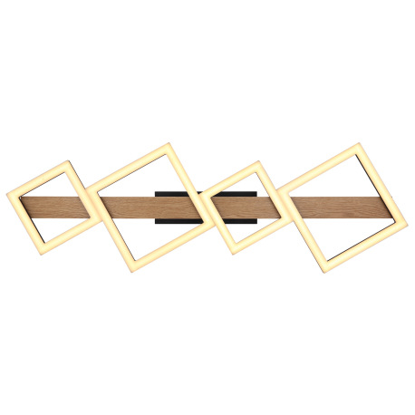 Stropné svietidlo kov čierny mat, MDF imitácia dreva, ABS čierny mat, plast biely, DxŠxV: 920x300x13 4