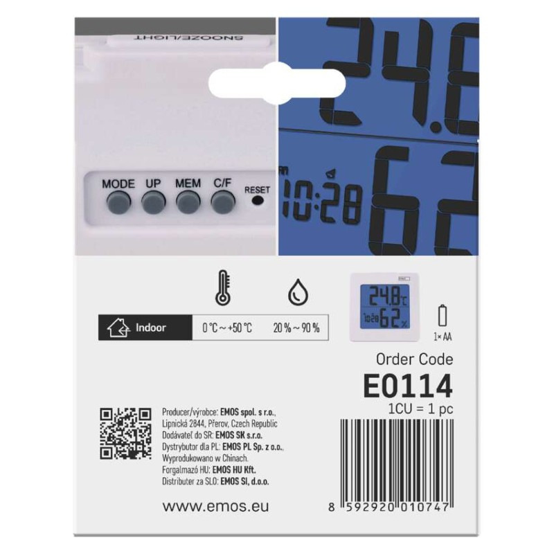 Digitálny teplomer s vlhkomerom E0114 7