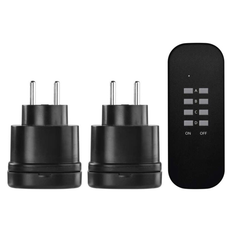 Diaľkovo ovládané zásuvky IP44, čierne