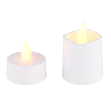 Dekoratívne svietidlo, plast biely/satinovaný, vypínač, efekt ohňa, vrátane bat. 1xCR2032 210mAh, sa