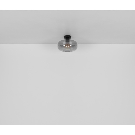 Stropné svietidlo kov čierny matný, dymové sklo, ø: 280mm, V: 205mm, bez žiarovky 1x E27 40W 230V 6