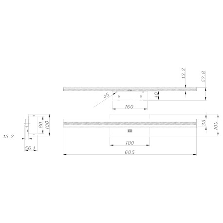 Nástenné svietidlo, kov, hliník čierny matný, plast opál satinovaný, IP44, vypínač, ŠxV:100x610, H:6 8