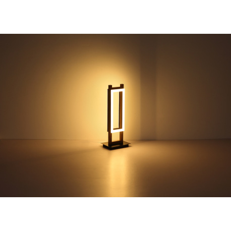 Stolová lampa, kov čierny, MDF tmavohnedý, plast biely, prepínač, DxŠxV:200x150x500mm, dĺžka kábla 1 15