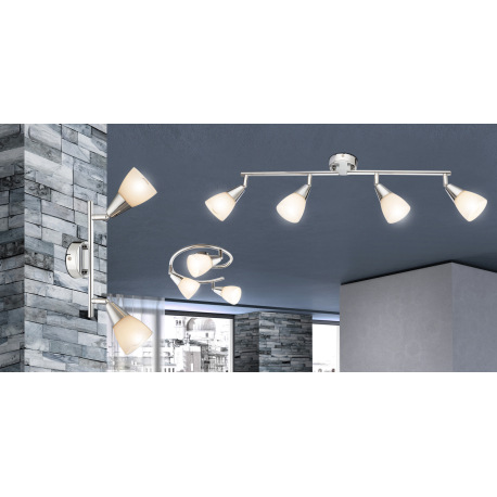 Stropné svietidlo, chróm, sklo biele, nastaviteľné, DxV:600x190, bez žiaroviek 4xE14, max. 40W 230V. 1