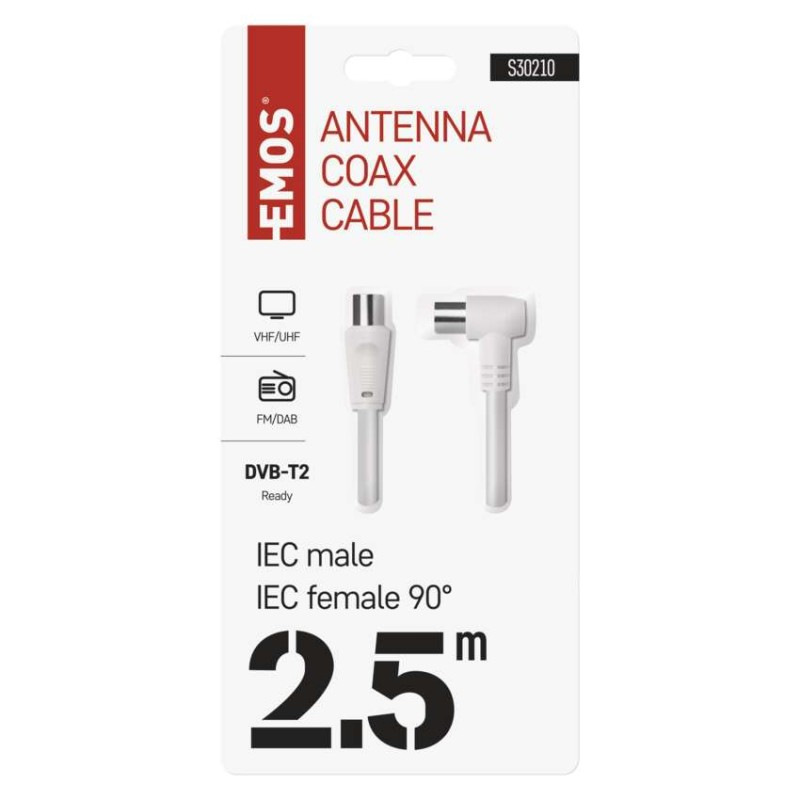 Anténny koaxiálny kábel tienený 2,5m – uhlová vidlica 1