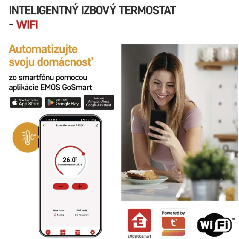 Izbový programovateľný bezdrôtový WiFi GoSmart termostat P56211 2