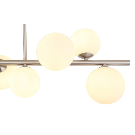 Stropné svietidlo, nikel, sklo biele, DxŠxV: 870x280x370mm, sklo ø: 5x10cm, 4x12cm, vrátane 9x G9 LE 4