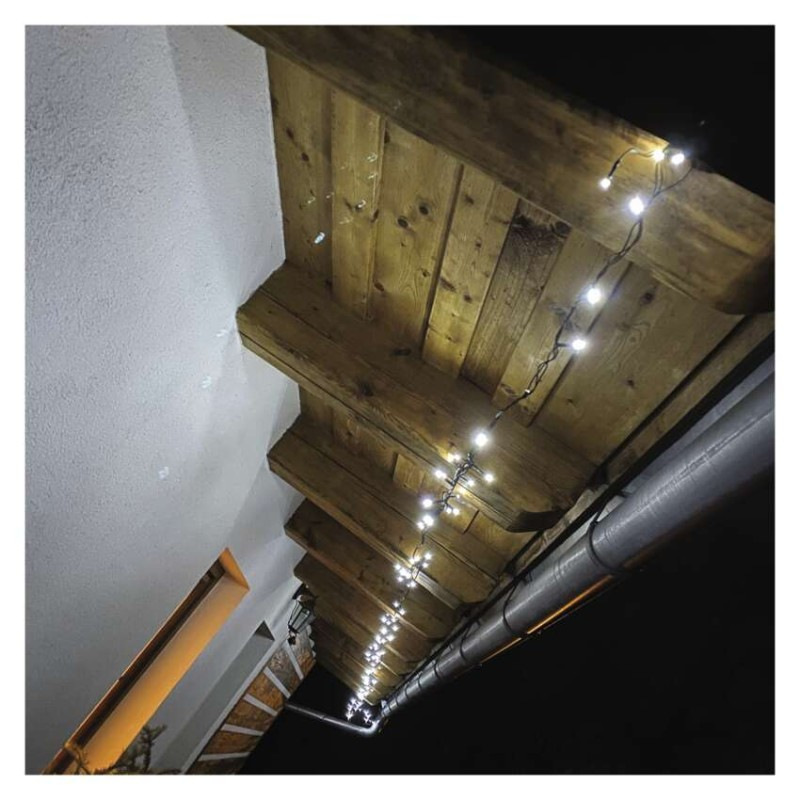 LED vianočná reťaz, 18 m, vonkajšia aj vnútorná, studená biela, časovač 6