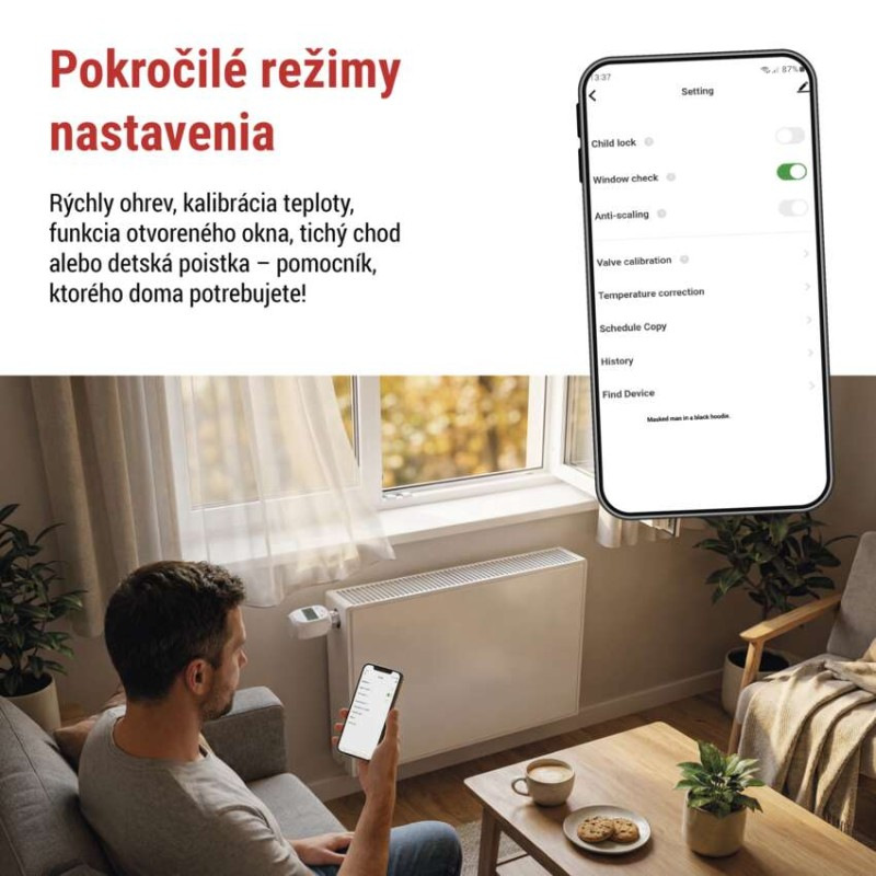 GoSmart Digitálna termostatická hlavica P5631S ZigBee 3.0 4