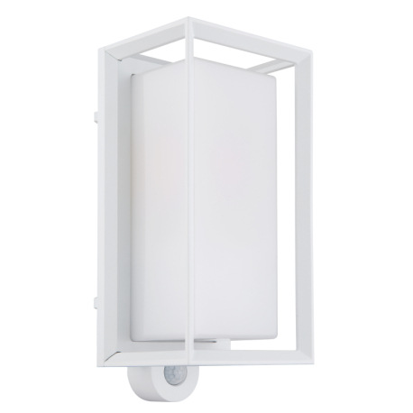Vonkajšie svietidlo, matný biely hliník, plast so satinovanou úpravou, so senzorom, IP44, ŠxV: 130x2 8