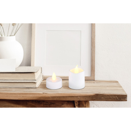 Dekoratívne svietidlo, plast biely/satinovaný, vypínač, efekt ohňa, vrátane bat. 1xCR2032 210mAh, sa 11