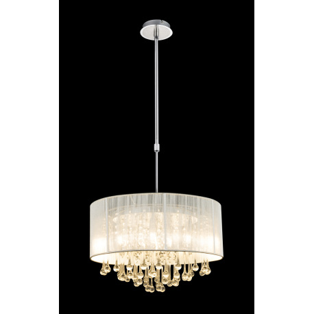 Závesné svietidlo, chróm, strieborný hodváb, priehľadné sklenené kryštály, výškovo nastaviteľné 75-1 3