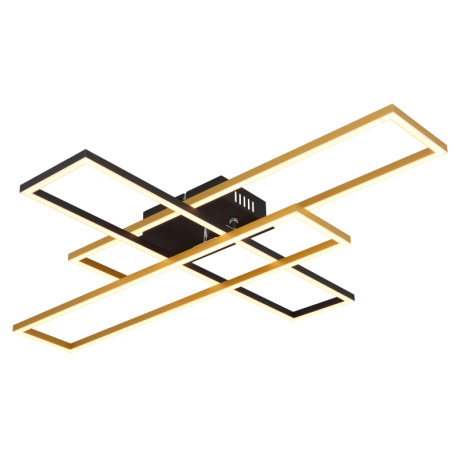 Stropné svietidlo, kov čierny, hliník čierny, hliník zlatý, plast biely, polohovateľné, DxŠxV: 800x6