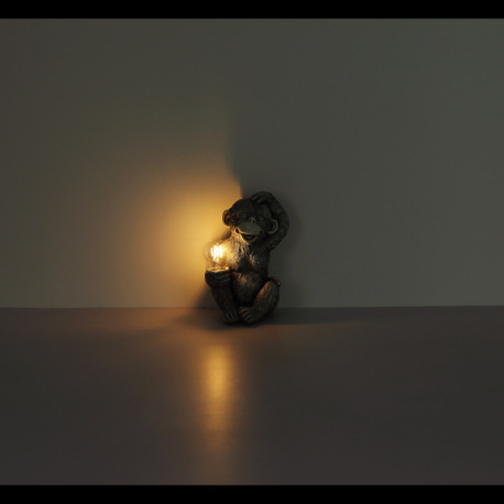 Solárne svietidlo, plast sivý matný, plast číry, vypínač, batéria AAA 300mAh 1,2V, IP44, opica, DxŠx 7