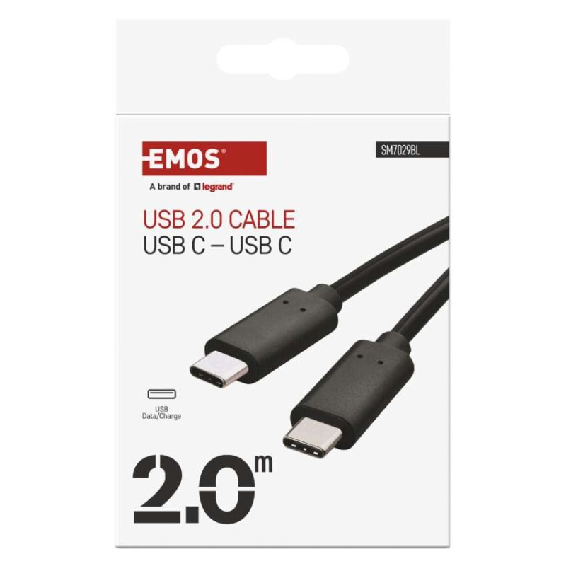 Nabíjací a dátový kábel 2.0 USB-C / USB-C, 2 m, čierny 2