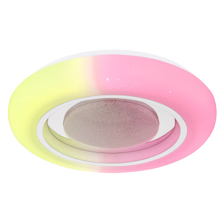 Stropné svietidlo, kov biely, akryl opál, chróm, stmievateľné, viackrokové ovládanie cez nástenný vy 18