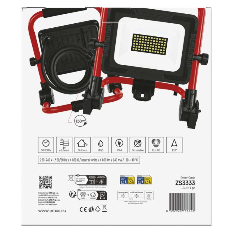 LED reflektor ELION 30W, červeno-čierny, IP65, 4800 lm, neutrálna biela 14