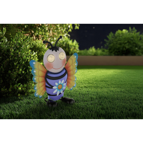 Solárne svietidlo, kov, viacfarebný matný, plast čierny matný, vypínač, batéria súčasťou balenia AAA 1