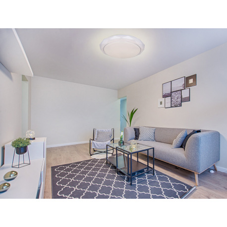 Stropné svietidlo, kov biely, akryl satinovaný, trblietavý efekt, nočné svetlo, stmievateľné, diaľk. 1