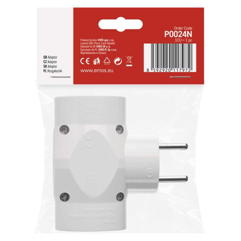 Rozbočovacia zásuvka 3× guľatá, 7