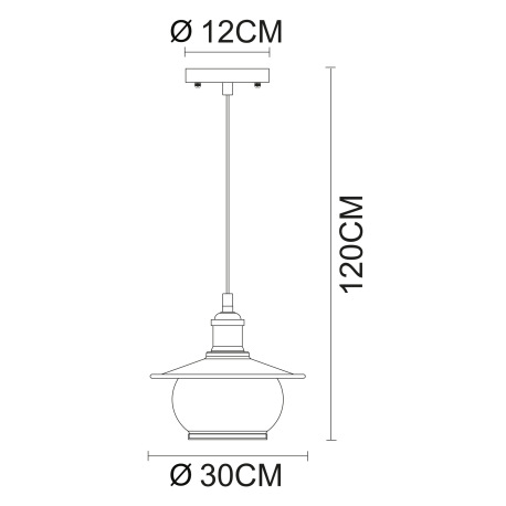 Závesné svietidlo, kov bronzovej farby, sklo, Ø 300, V: 1200, bez žiarovky 1xE27, max. 60W 230V. 5
