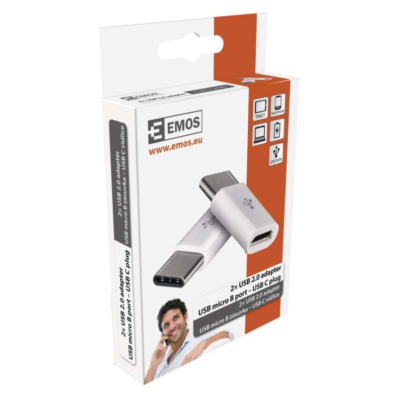 Adaptér micro USB-B 2.0 / USB-C 2.0, biely, 2 ks 3