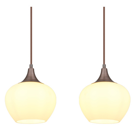 Závesné svietidlo, kov farba kávy, sklo biele, textilný kábel čierny, DxŠxV: 1000x180x1200mm, bez ži 4