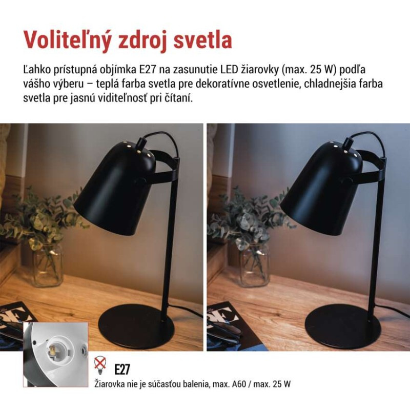 Stolná lampa NINA, čierna 4