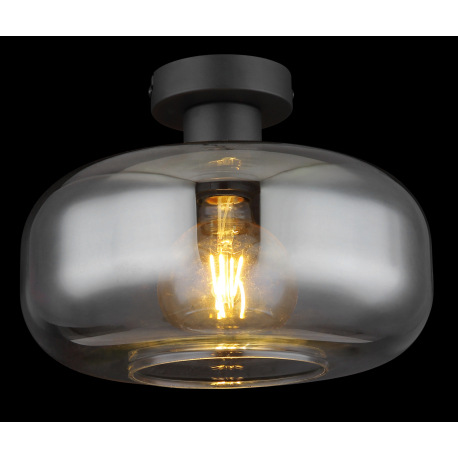 Stropné svietidlo kov čierny matný, dymové sklo, ø: 280mm, V: 205mm, bez žiarovky 1x E27 40W 230V 2