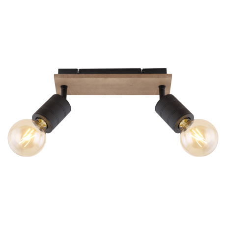 Nástenné svietidlo, drevo hnedé, kov čierny, DxŠxV:310x100x180, bez žiaroviek 2xE27, max. 60W 230V 12