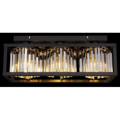 Stropné svietidlo kov čierny matný, sklenené kryštály dymovej farby, DxŠxV: 510x170x205mm, bez žiaro 5