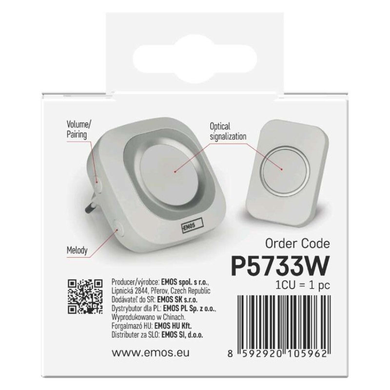 Domový bezdrôtový zvonček P5733W do zásuvky 13