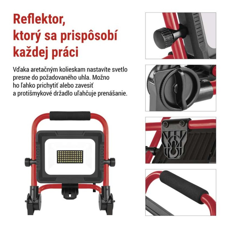 LED reflektor ELION 30W, červeno-čierny, IP65, 4800 lm, neutrálna biela 8